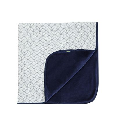 Boys' grey and navy geometric quilted velour blanket